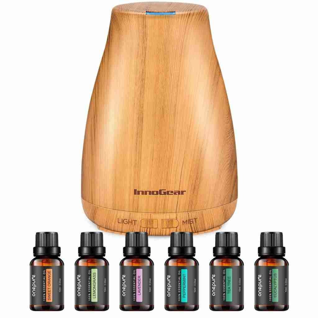 InnoGear Essential Oil Diffuser with Oils, 150ml Aromatherapy Diffuser with 6 Essential Oils Set, Aroma Cool Mist Humidifier Gift Set