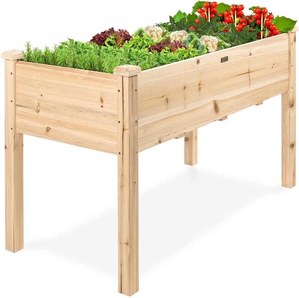 raise garden box bed made of wood