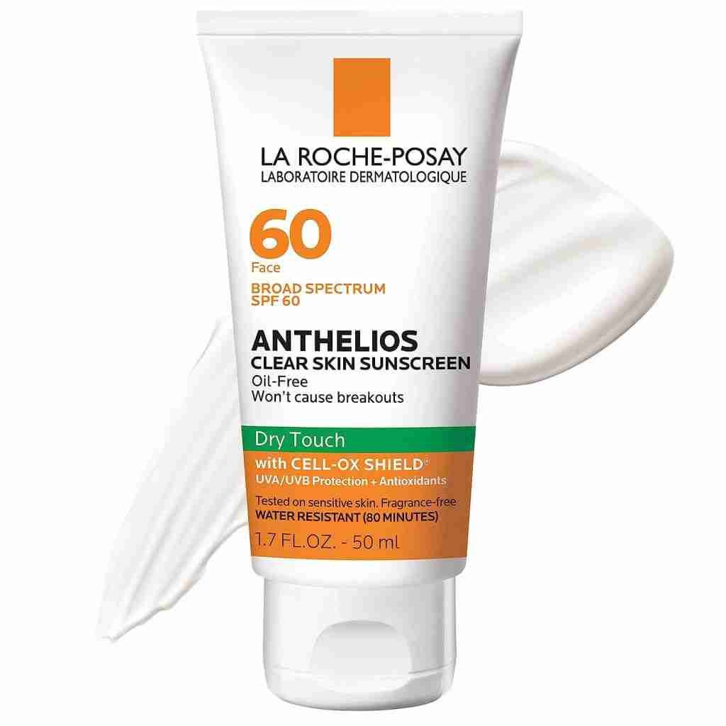 La Roche-Posay Anthelios Clear Skin Dry Touch Sunscreen SPF 60, Oil Free Face Sunscreen for Acne Prone Skin, Won't Cause Breakouts 