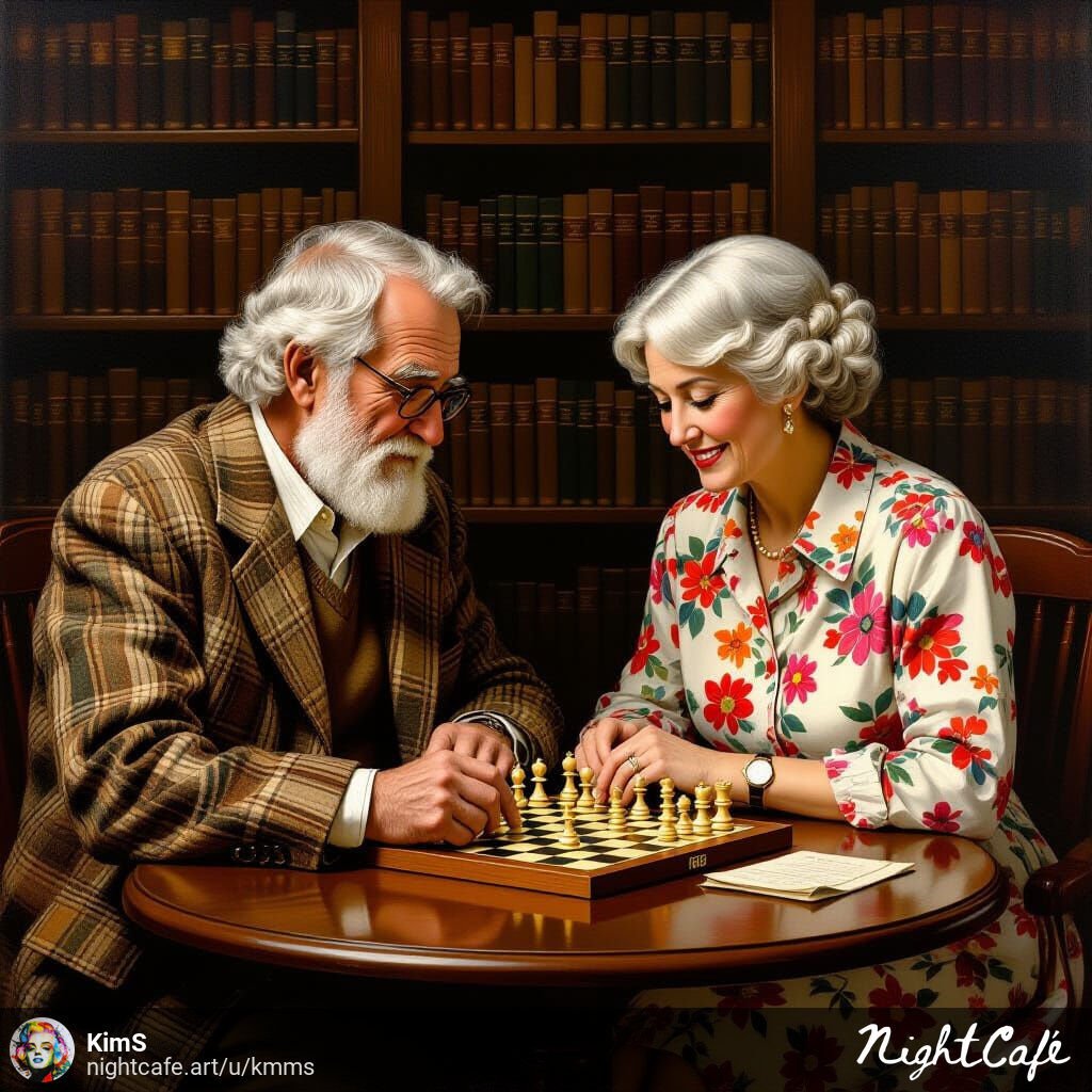 older couple playing chess