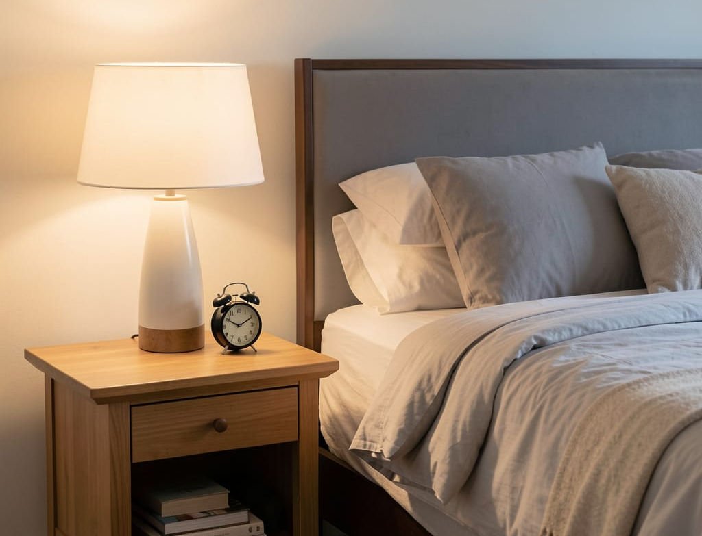 bedroom with a alarm clock